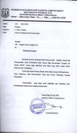 PEMEKARAN DESA PEMATANG TEMBESU