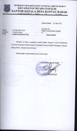 PEMEKARAN DESA RANTAU BADAK